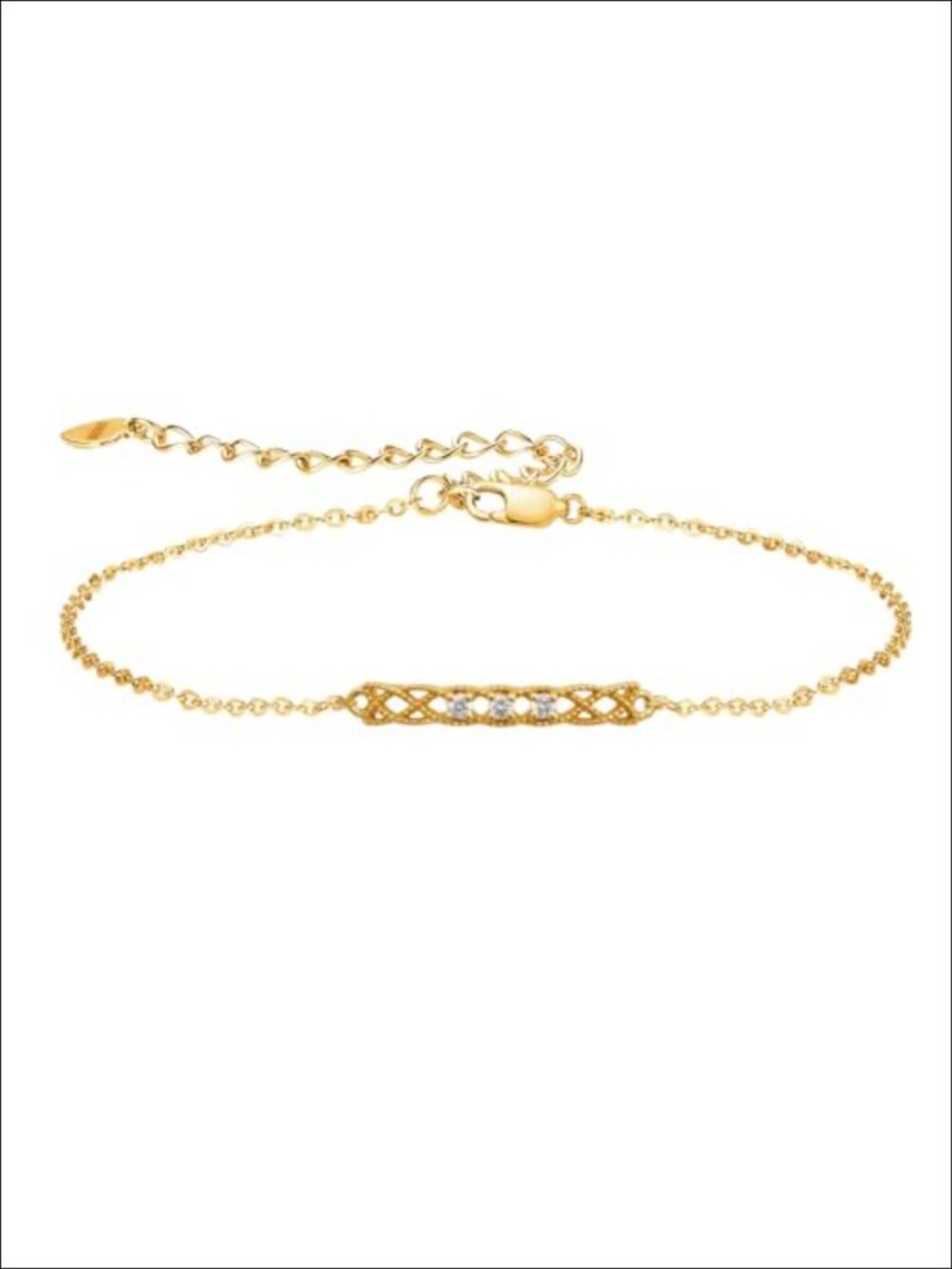 925 Sterling Silver Lab Grown Diamond Celtic Knot Bracelet 18K Gold Plated